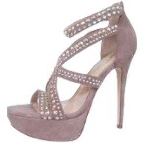bebe Studded Tan Strappy High Heels Women’s Size 8